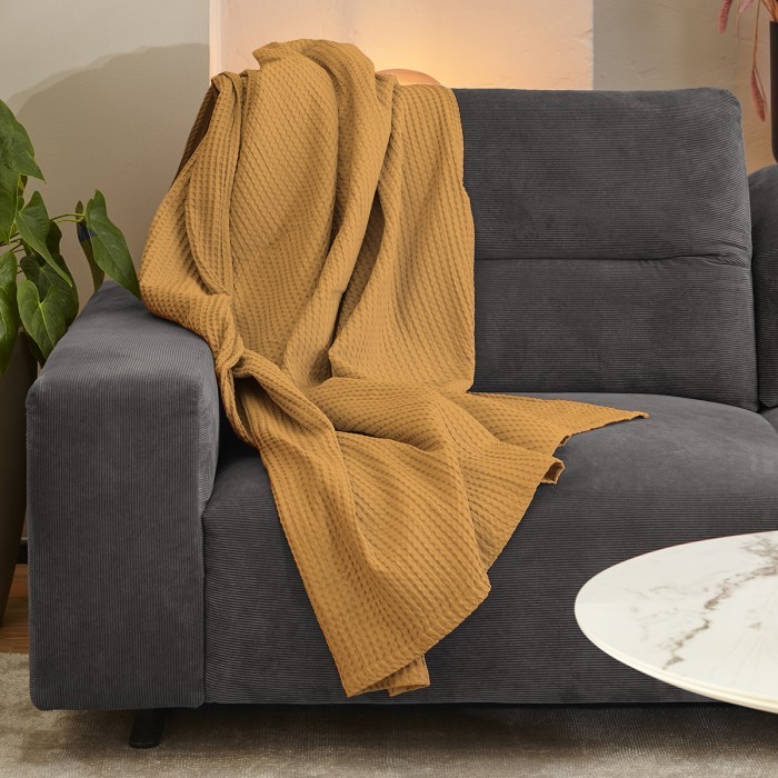 Plaid de algodón Estelia BANUS-Mostaza